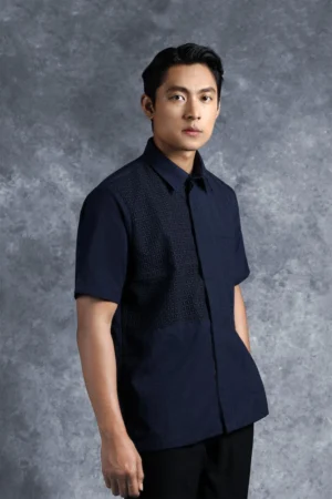 Kemeja Elok Brokat Lengan Pendek Swarga