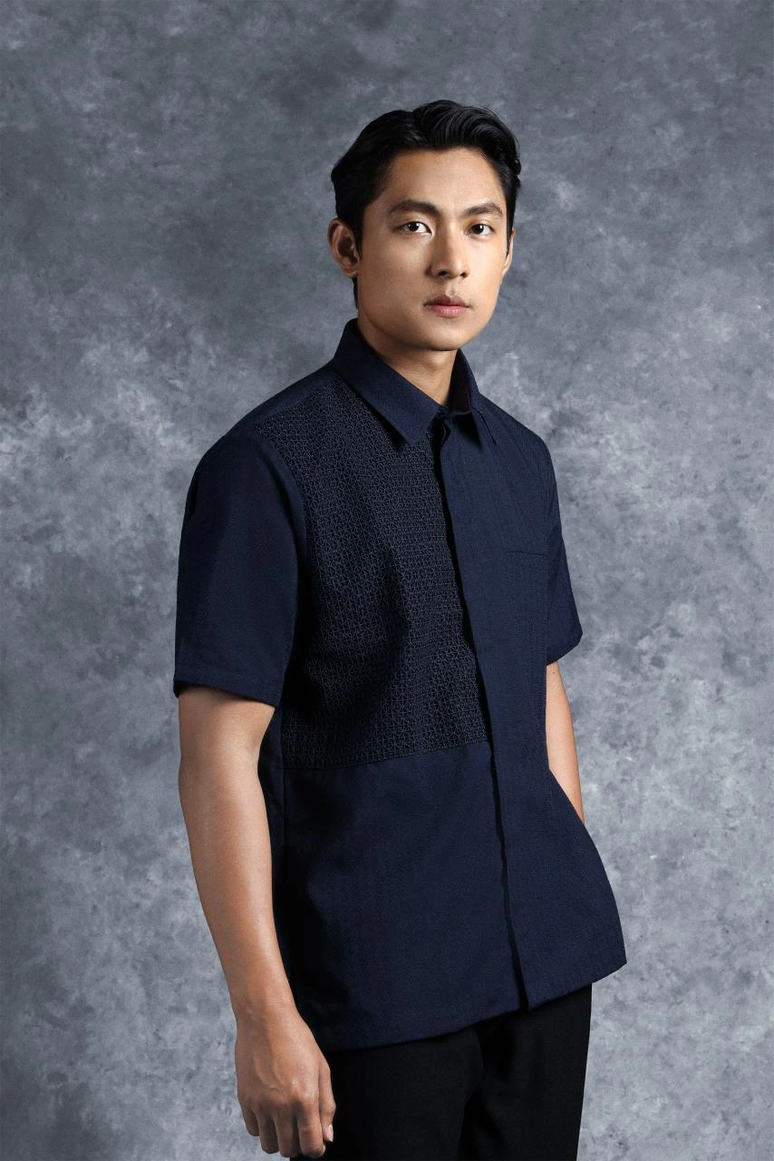 Kemeja Elok Brokat Lengan Pendek Swarga