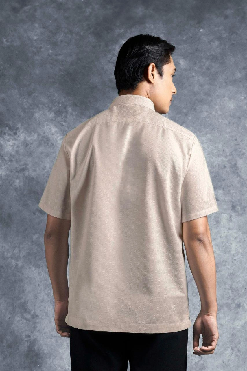 Kemeja Elok Brokat Lengan Pendek Palem - Gambar 4