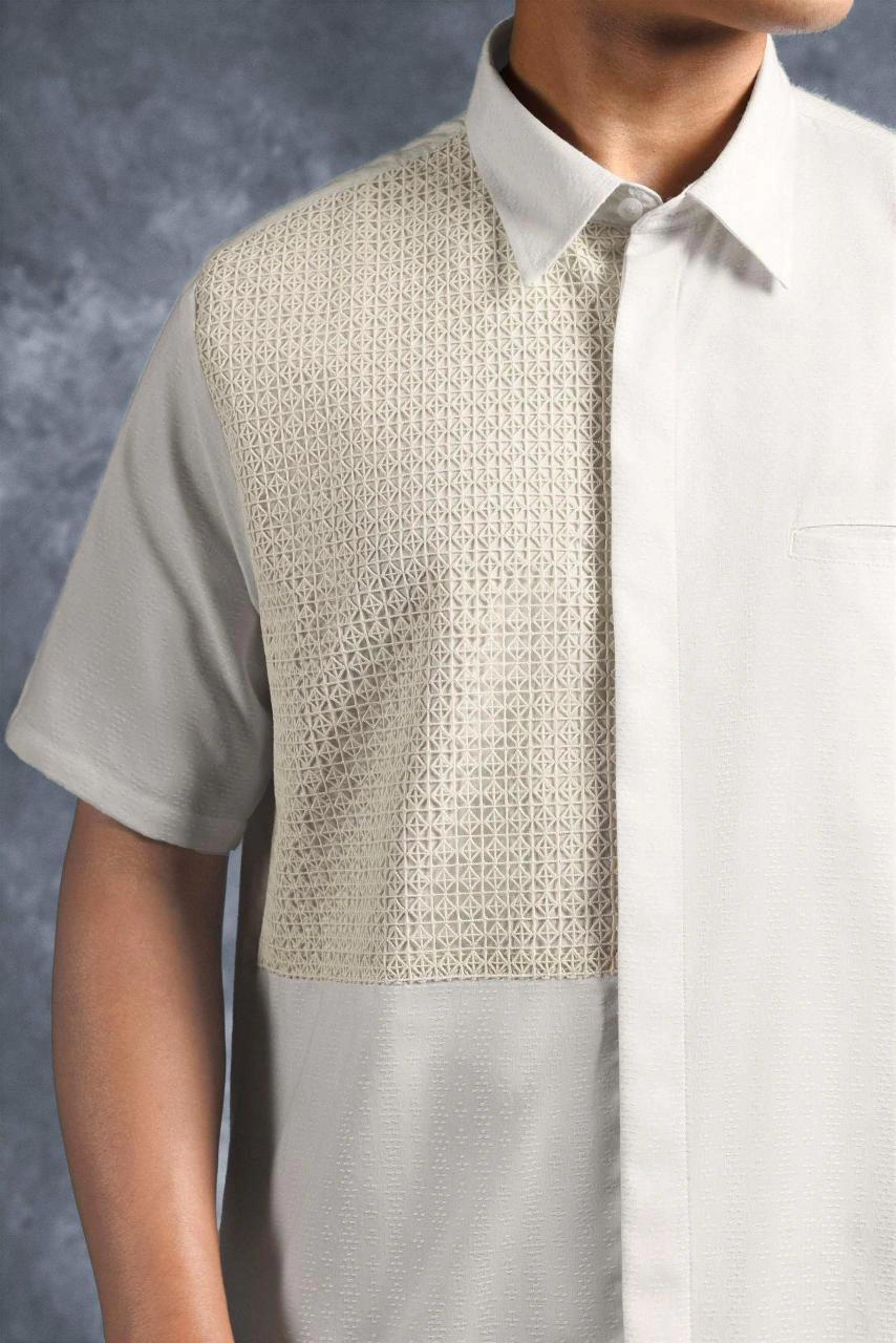 Kemeja Elok Brokat Lengan Pendek Puspa - Gambar 3