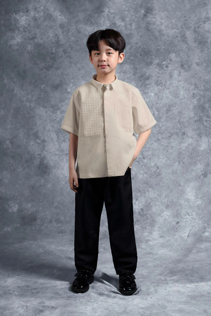 Kemeja Anak Elok Brokat Palem