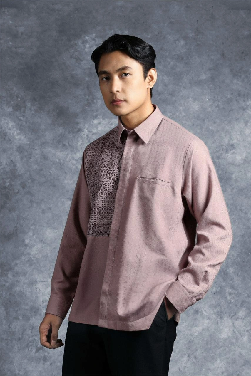 Kemeja Elok Brokat Lengan Panjang Kusuma - Gambar 2