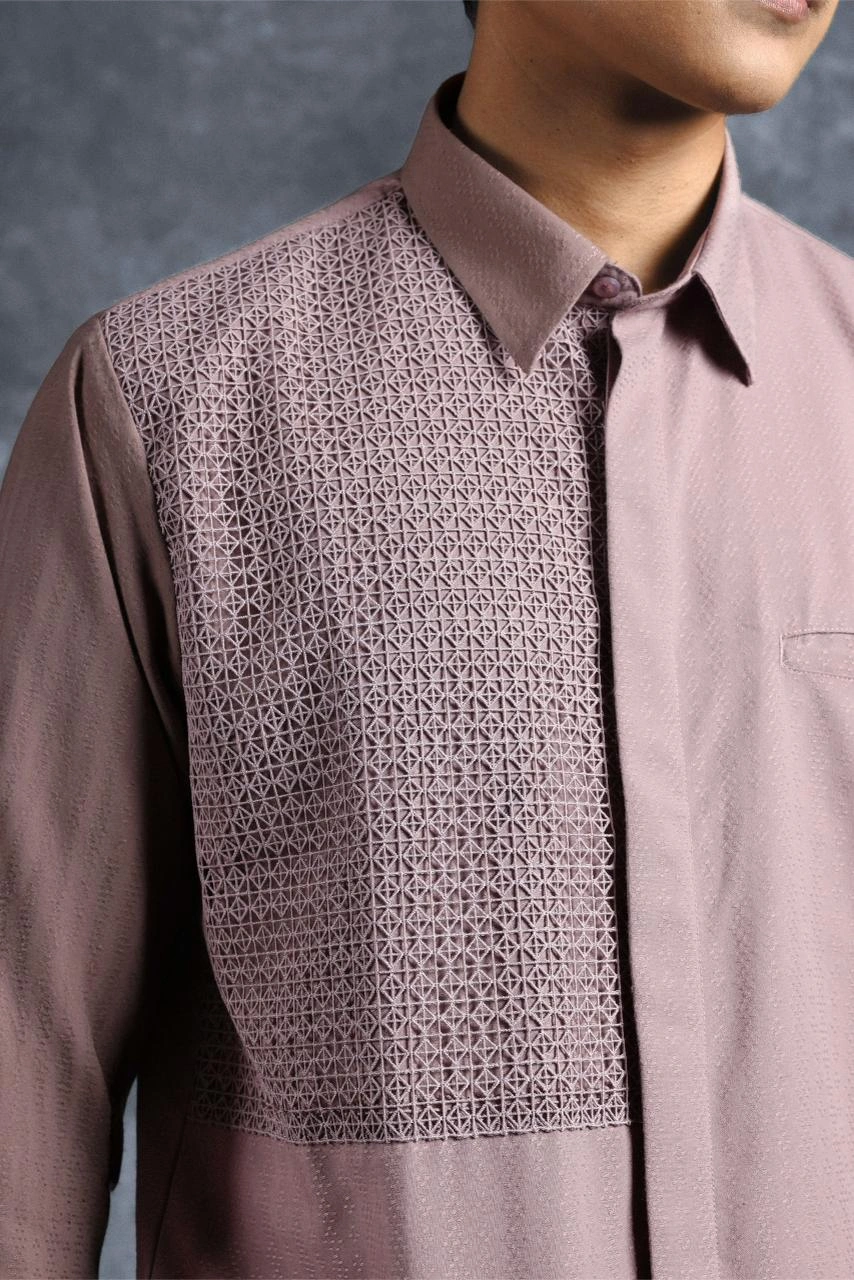 Kemeja Elok Brokat Lengan Panjang Kusuma - Gambar 3