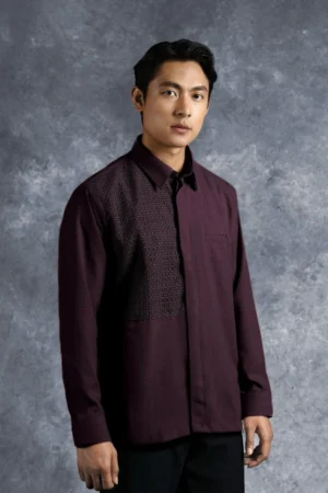 Kemeja Elok Brokat Lengan Panjang Gandaria