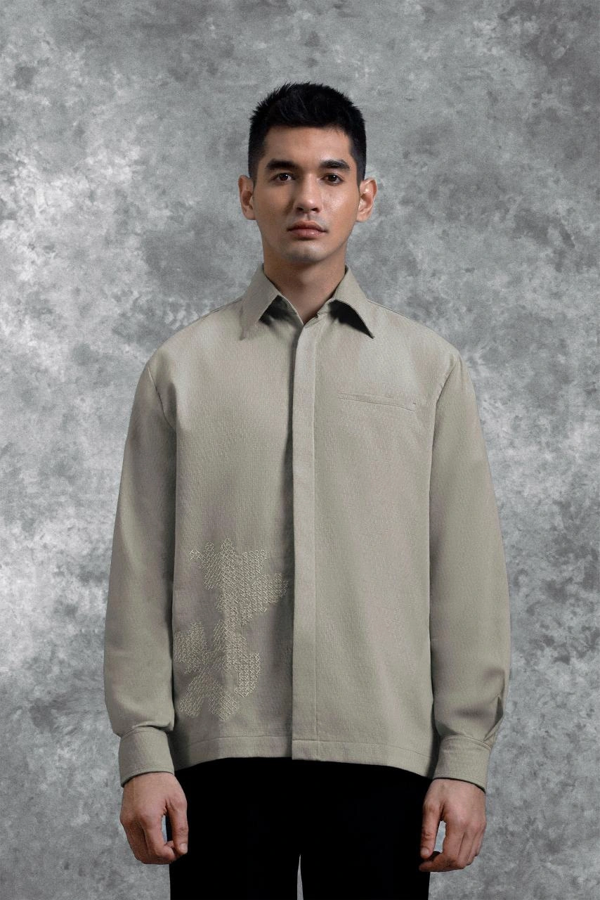 Kemeja Bordir Renjana Lengan Panjang Tenun