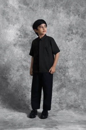 Kemeja Anak Brukat Saku Renjana Bayang