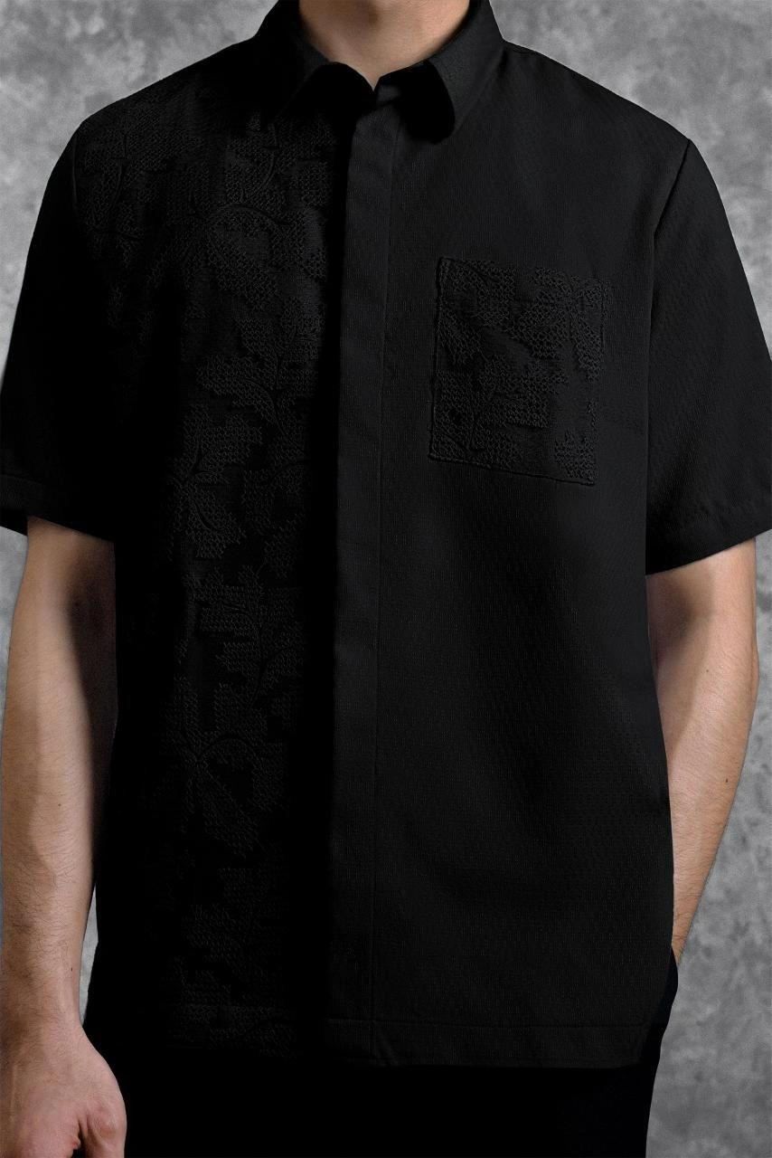 Kemeja Brukat Saku Renjana Lengan Pendek Bayang - Gambar 3