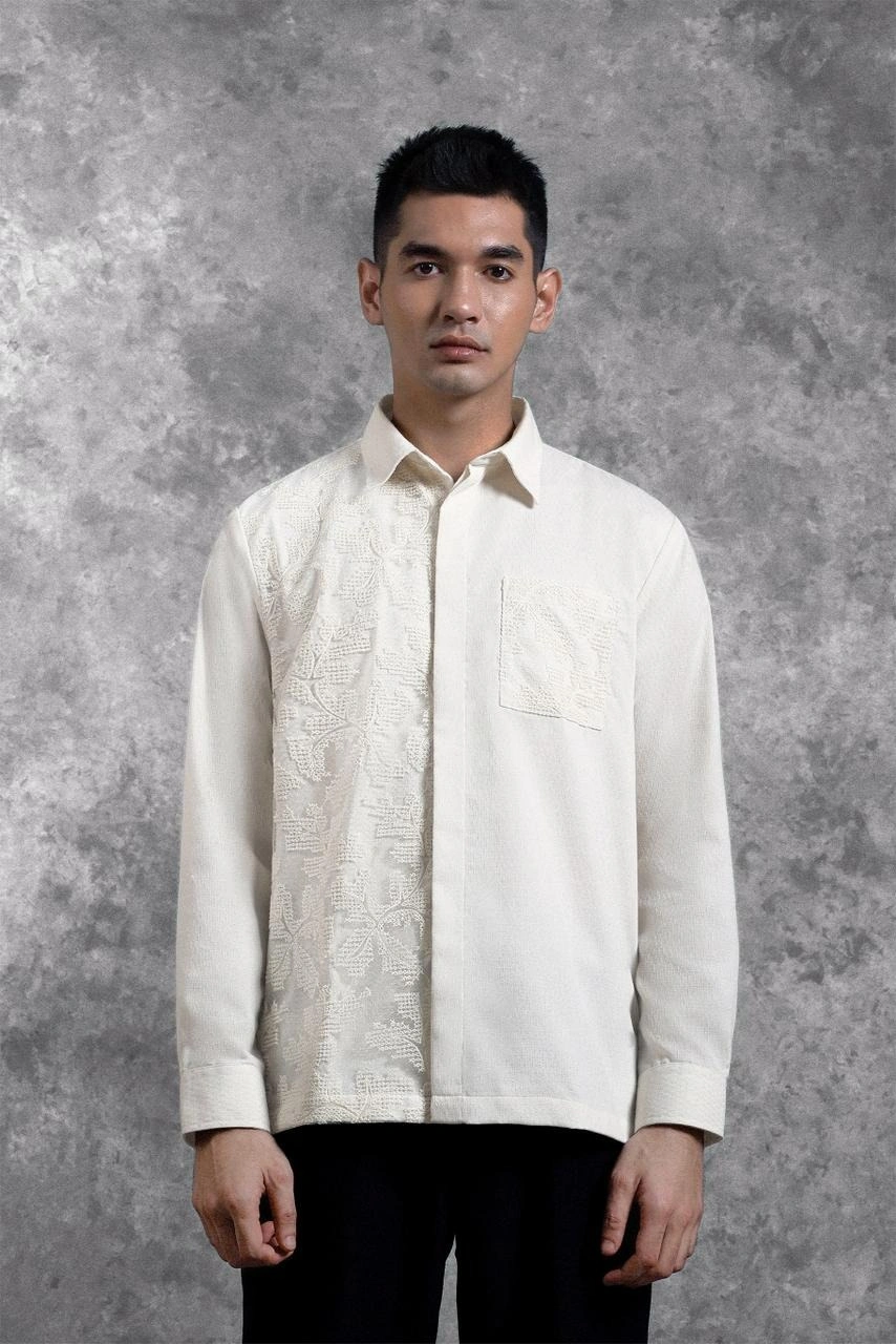 Kemeja Brukat Saku Renjana Lengan Panjang Binar - Gambar 2