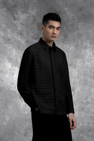 Kemeja Brukat Renjana Lengan Panjang Bayang