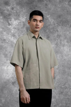 Kemeja Bordir Renjana Lengan Pendek Tenun