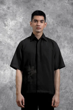 Kemeja Bordir Renjana Lengan Pendek Bayang